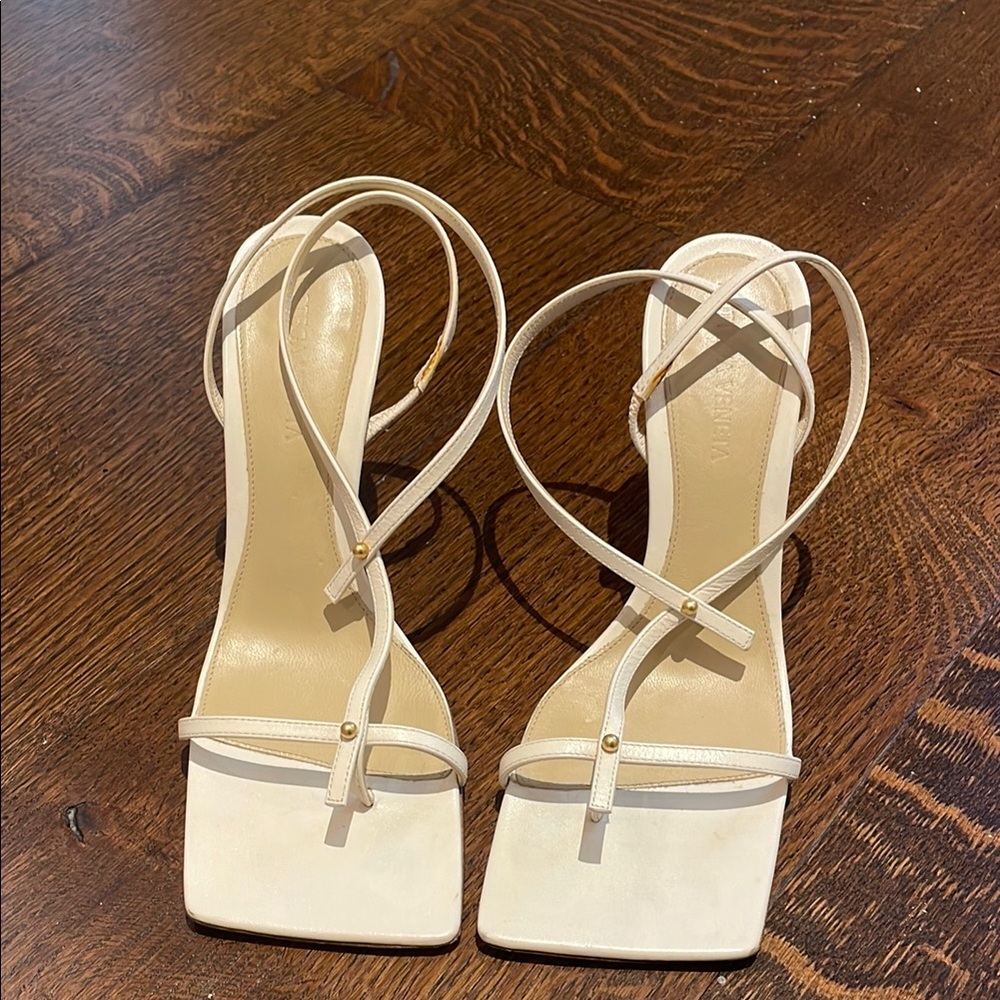 Bottega Veneta Cream Strappy Heels